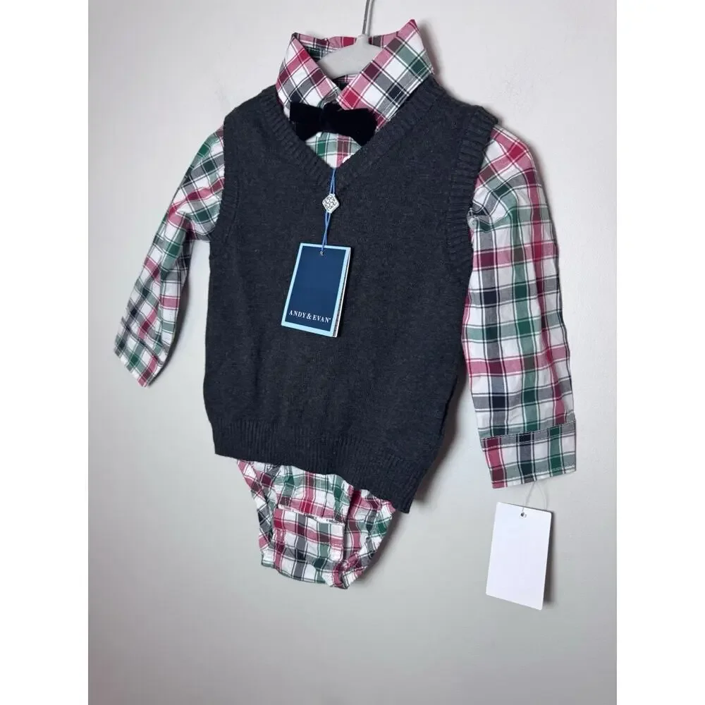 Andy & Evan 3 Piece Sweater Vest Set 18-24M NWT
